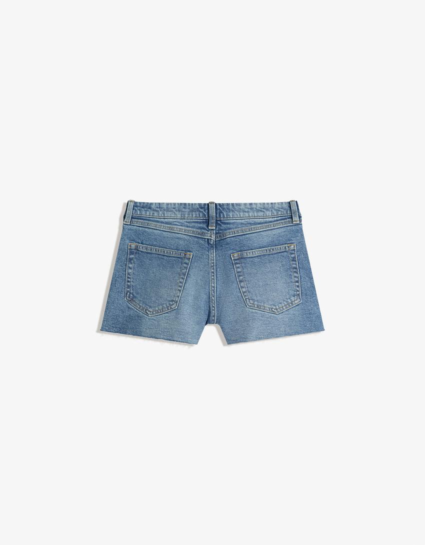Short denim tachas-Azul lavado