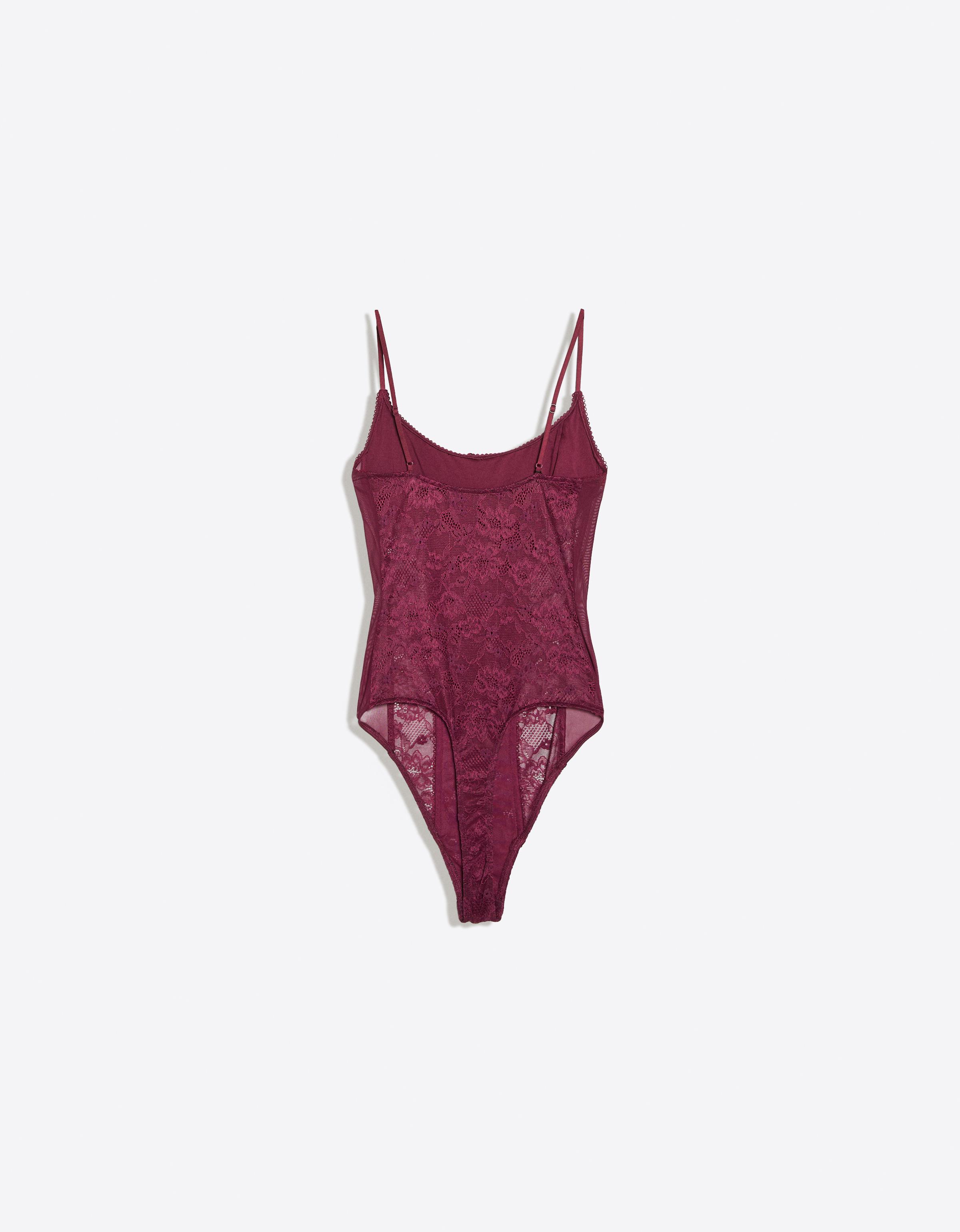 Strappy lace bodysuit — Burgundy