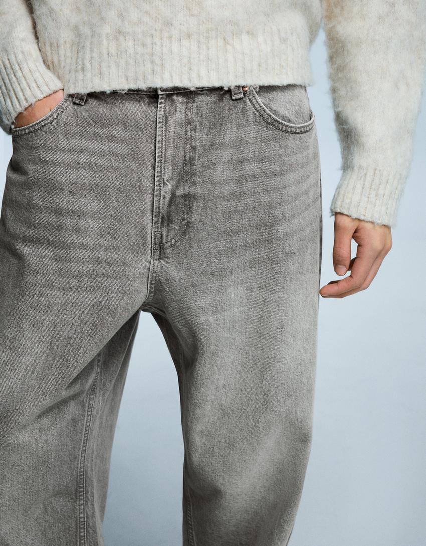 Jeans baggy-Cinza