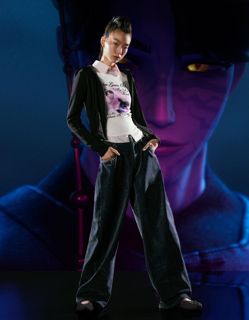 Camiseta KPop Demon Hunters Saja Boys manga corta print-Rosa