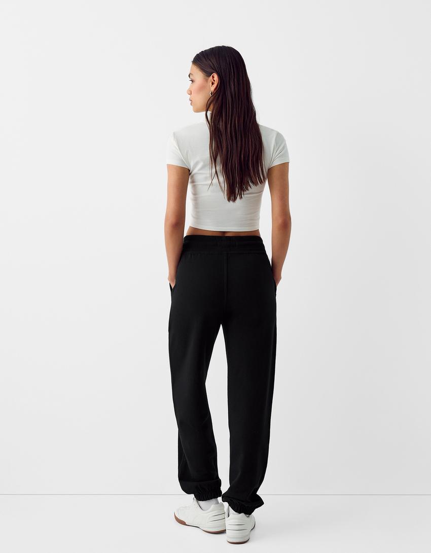 Pantalon jogger en molleton-Noir-2
