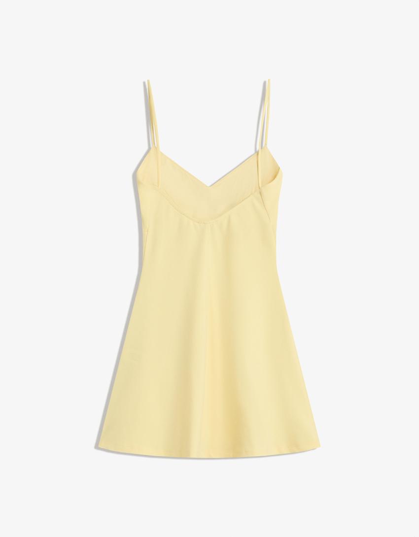 Vestido mini de alças-Amarelo-5