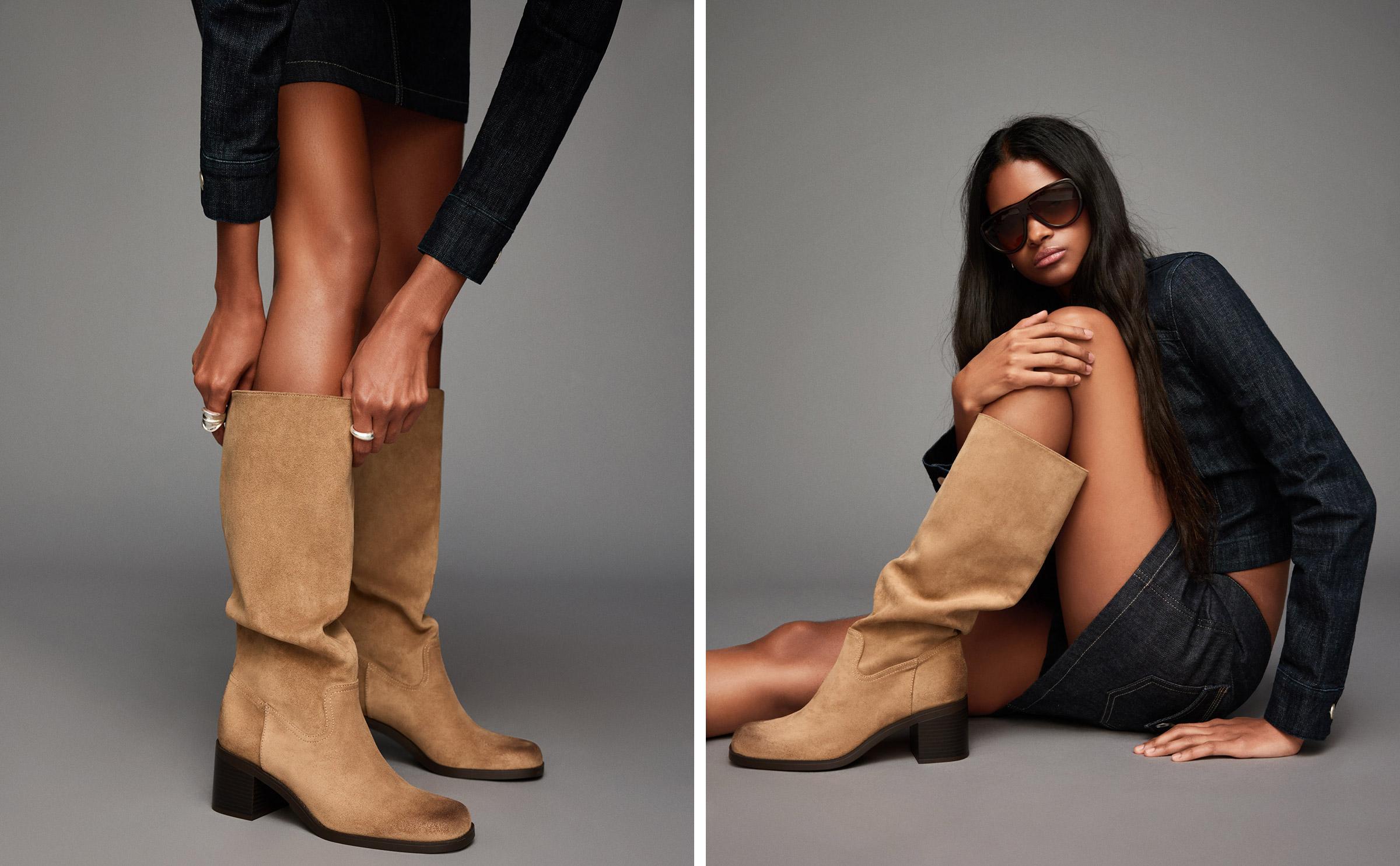 Distressed high-heel boots