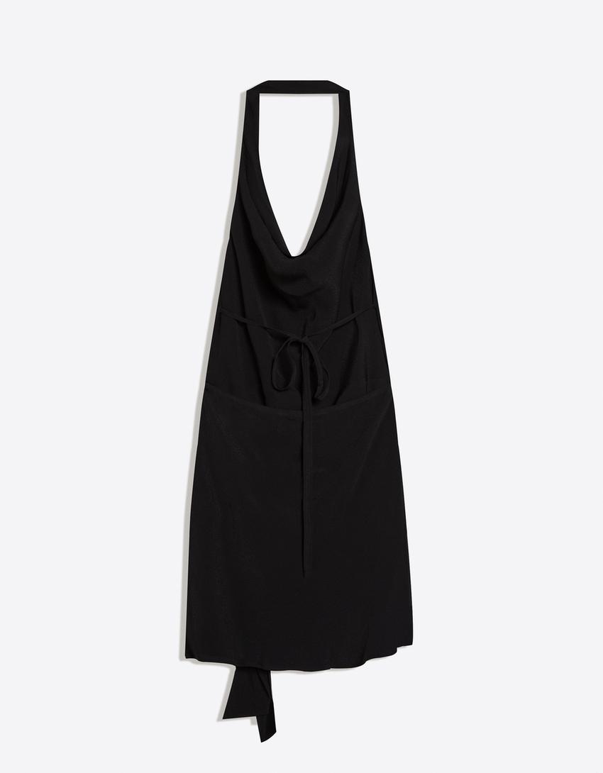 Vestido mini drapeado-Negro