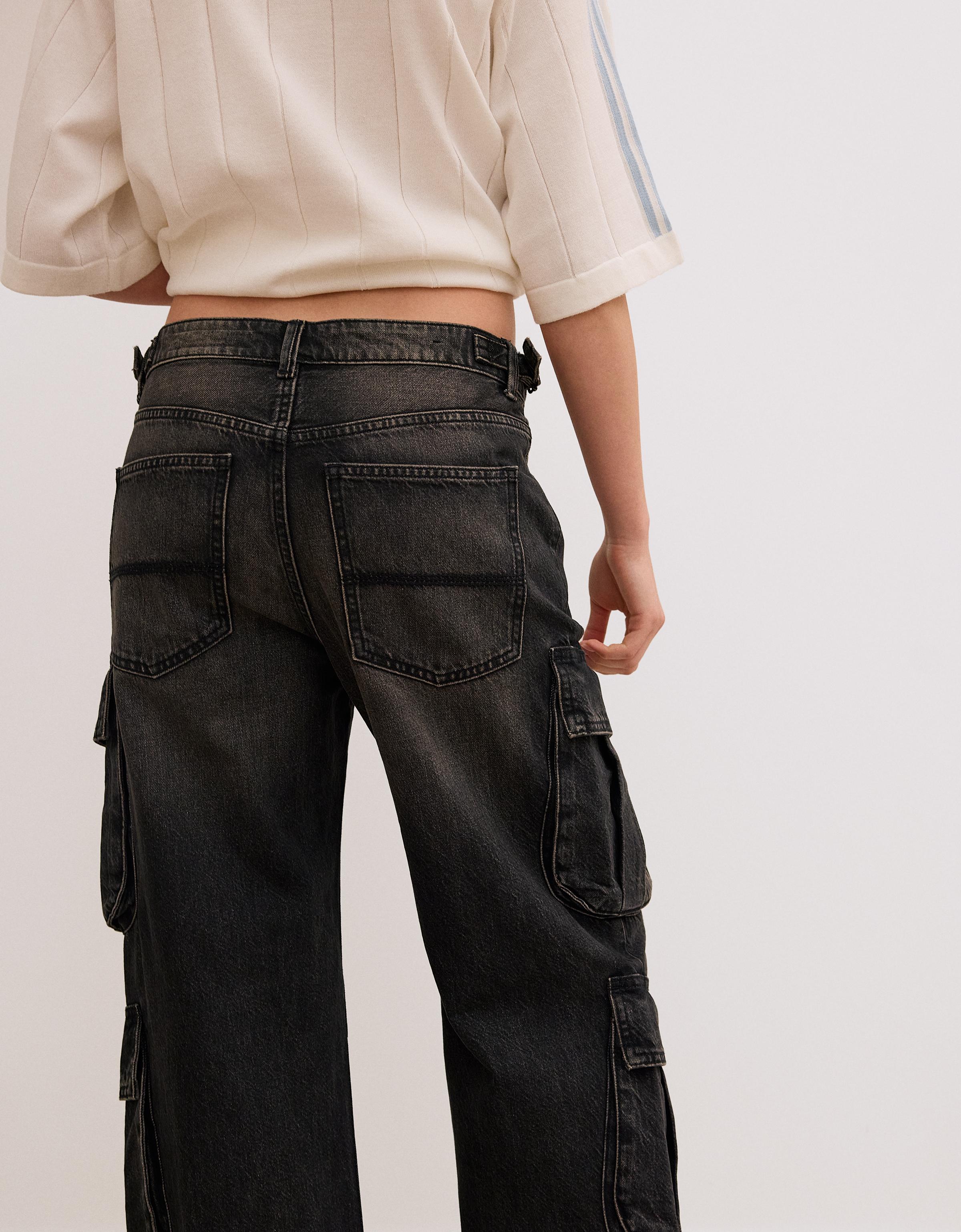 Generic Men'S Cargo Jeans Multi Pocket Denim Trousers Casual
