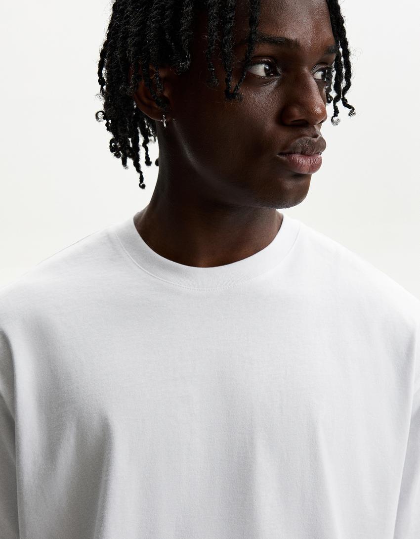 T-shirt cropped à manches courtes-Blanc