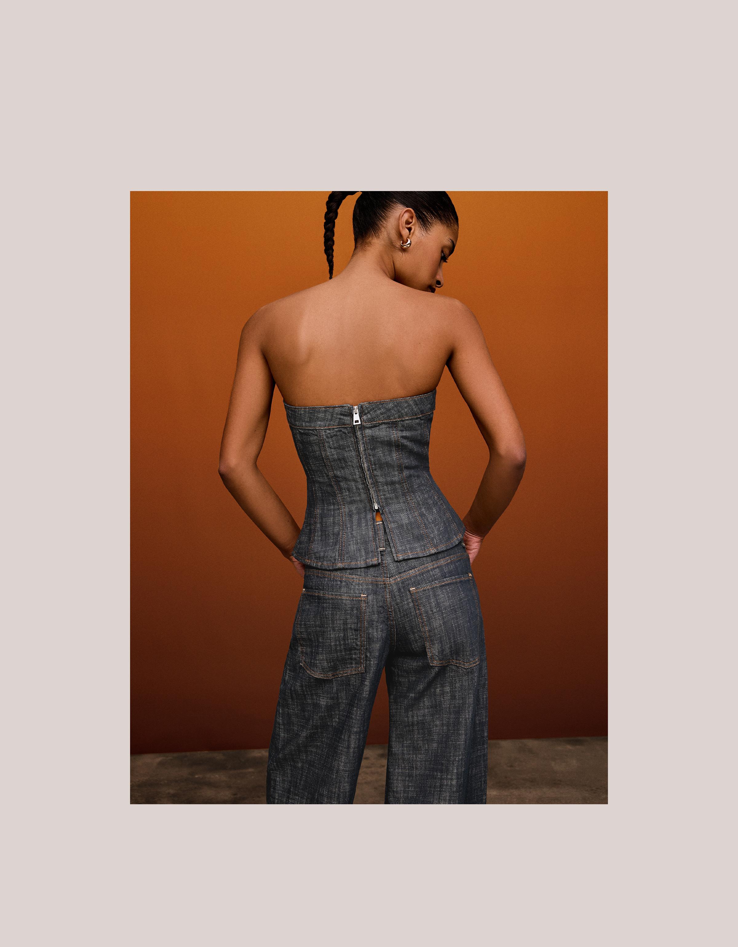 Dokulu denim top - Görsel 32
