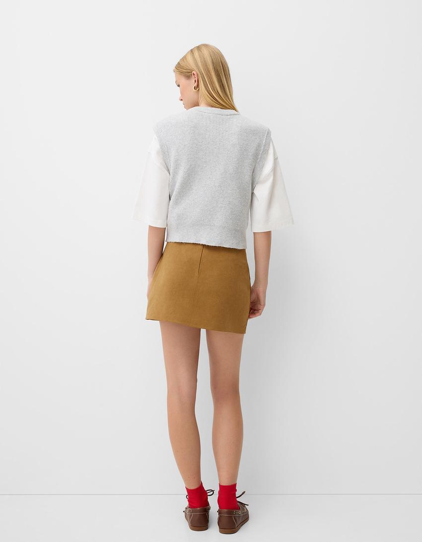 Faux suede mini skirt - BSK Teen | Bershka