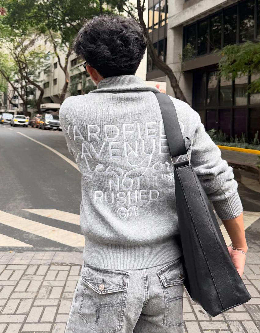 Jeans super baggy fit brodé-Gris