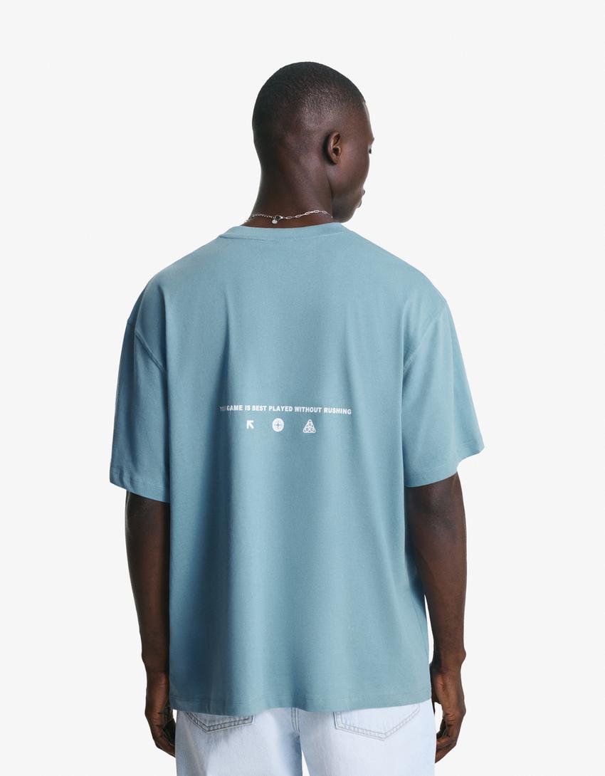 Short sleeve T-shirt with print-Light blue