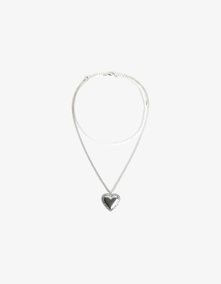 Collar colgante corazón-Negro-2