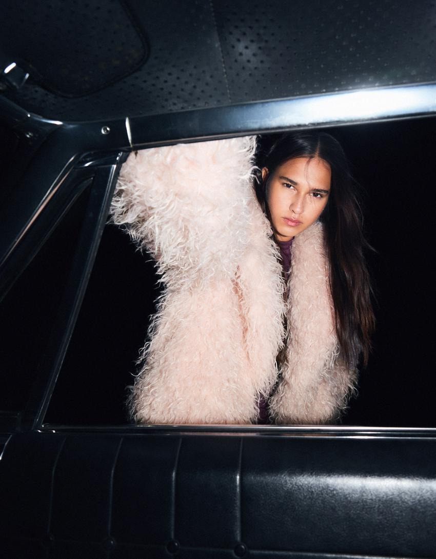 Faux fur jacket-Pink