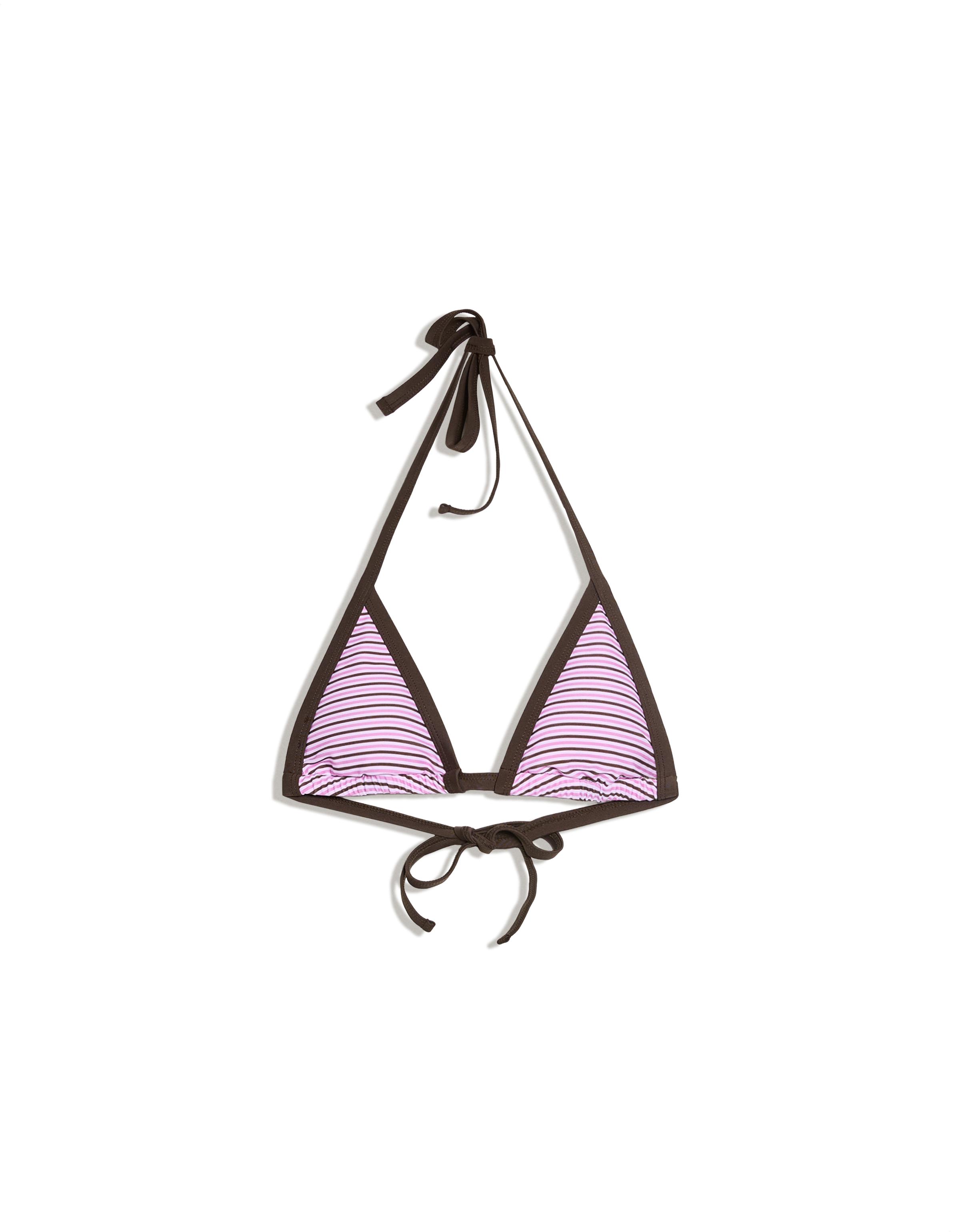 Contrast triangle bikini top — Pink