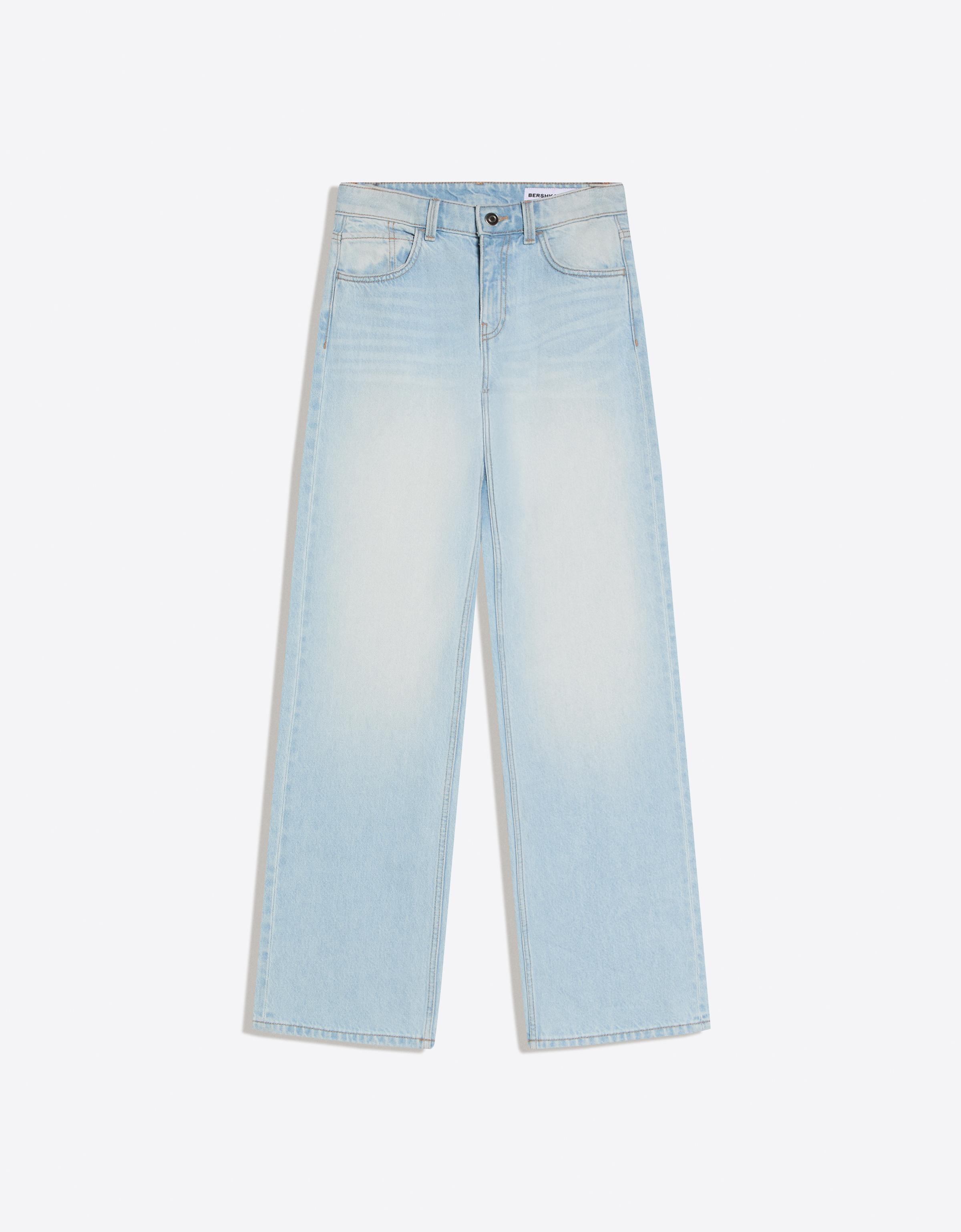 High-waist wide-leg straight jeans