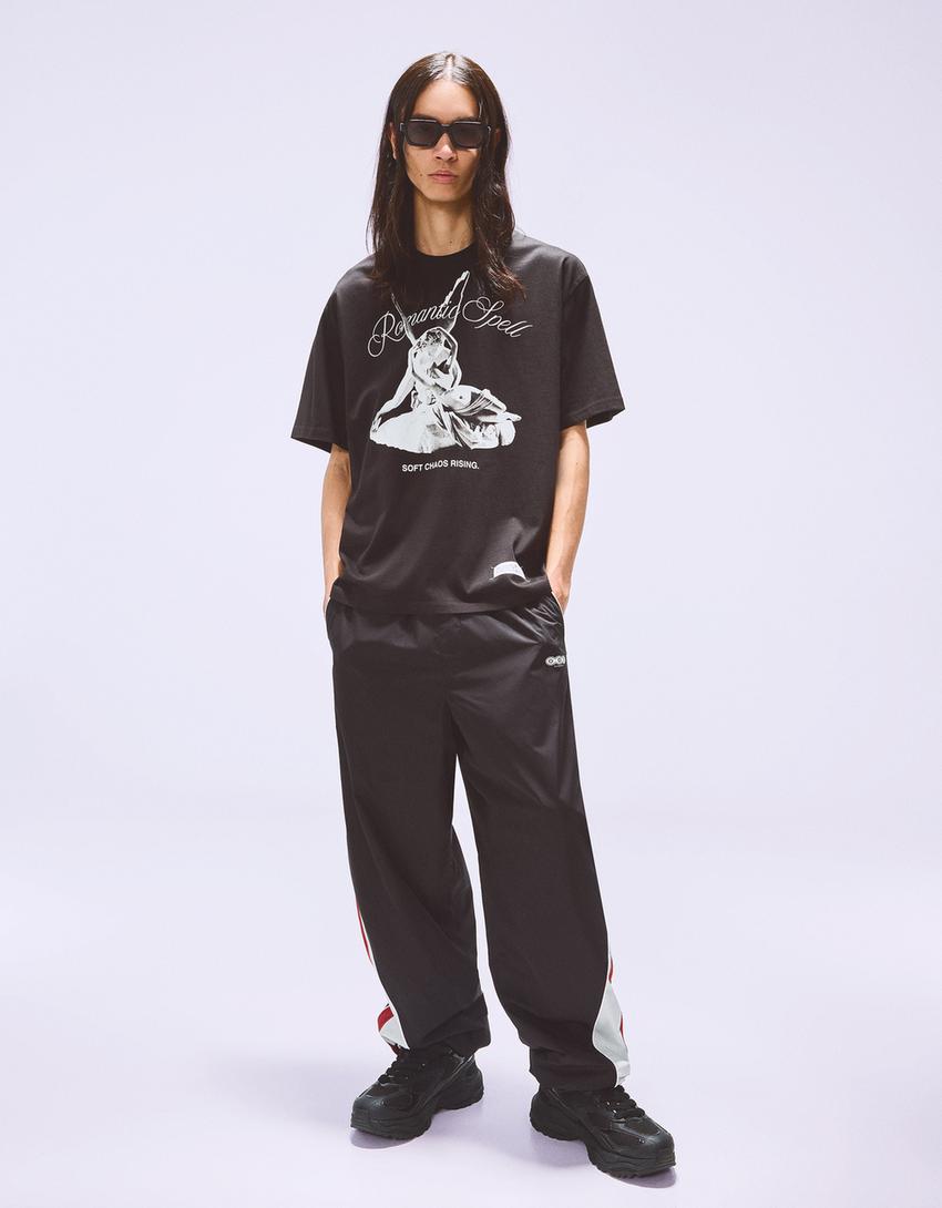 Cupid and Psyche short sleeve print T-shirt-Black