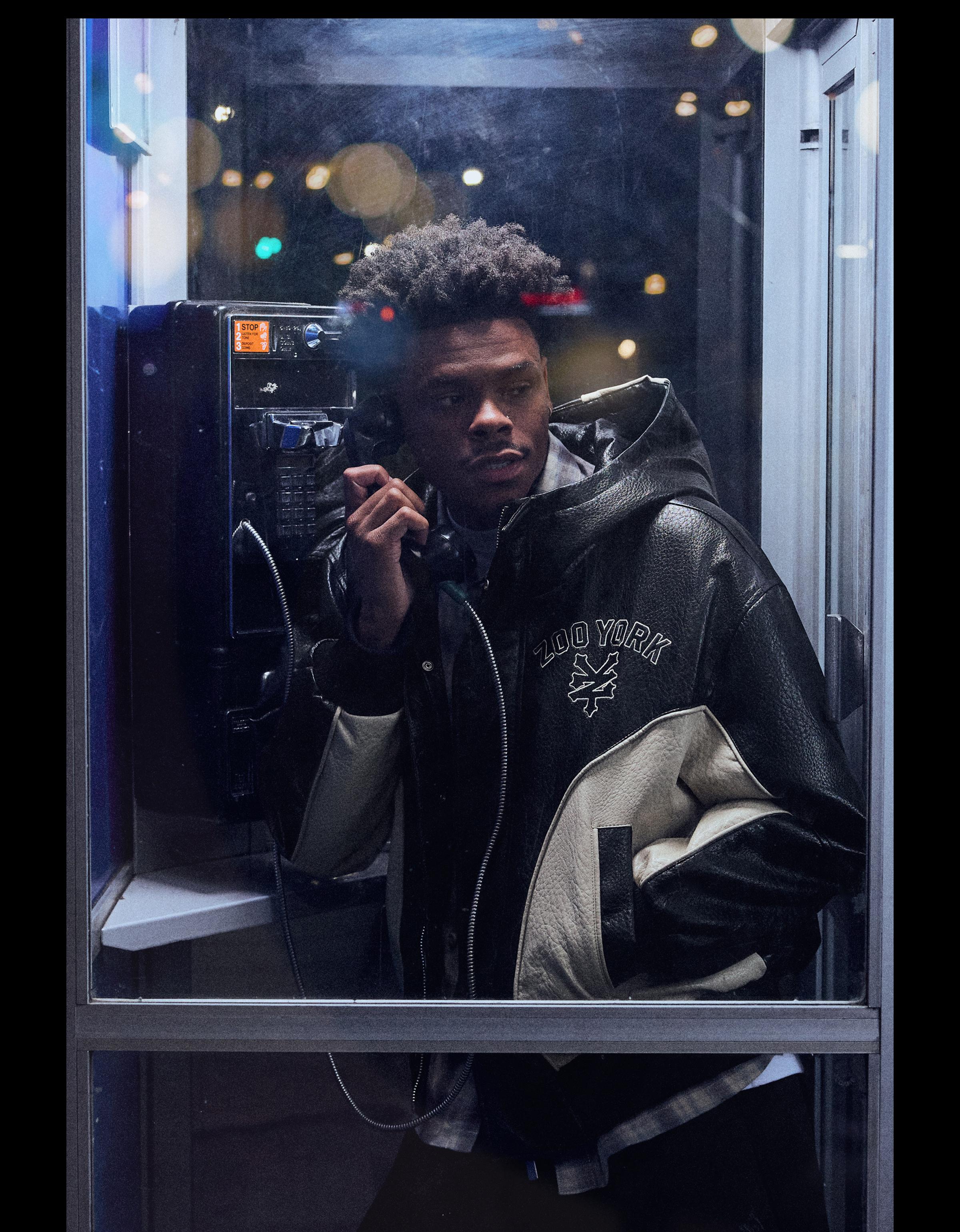 Faux leather hooded jacket ZOO YORK X BERSHKA — Black