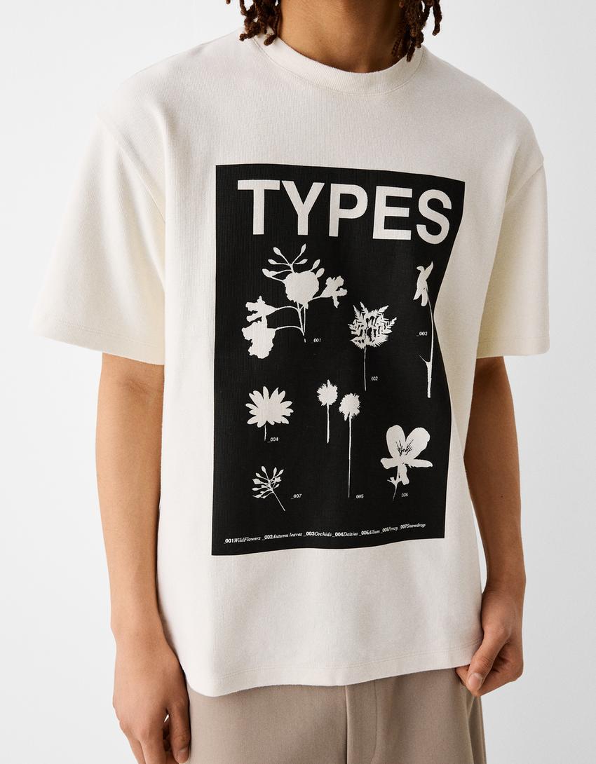 T-shirt manga curta estrutura nervuras estampado-Gelo-5