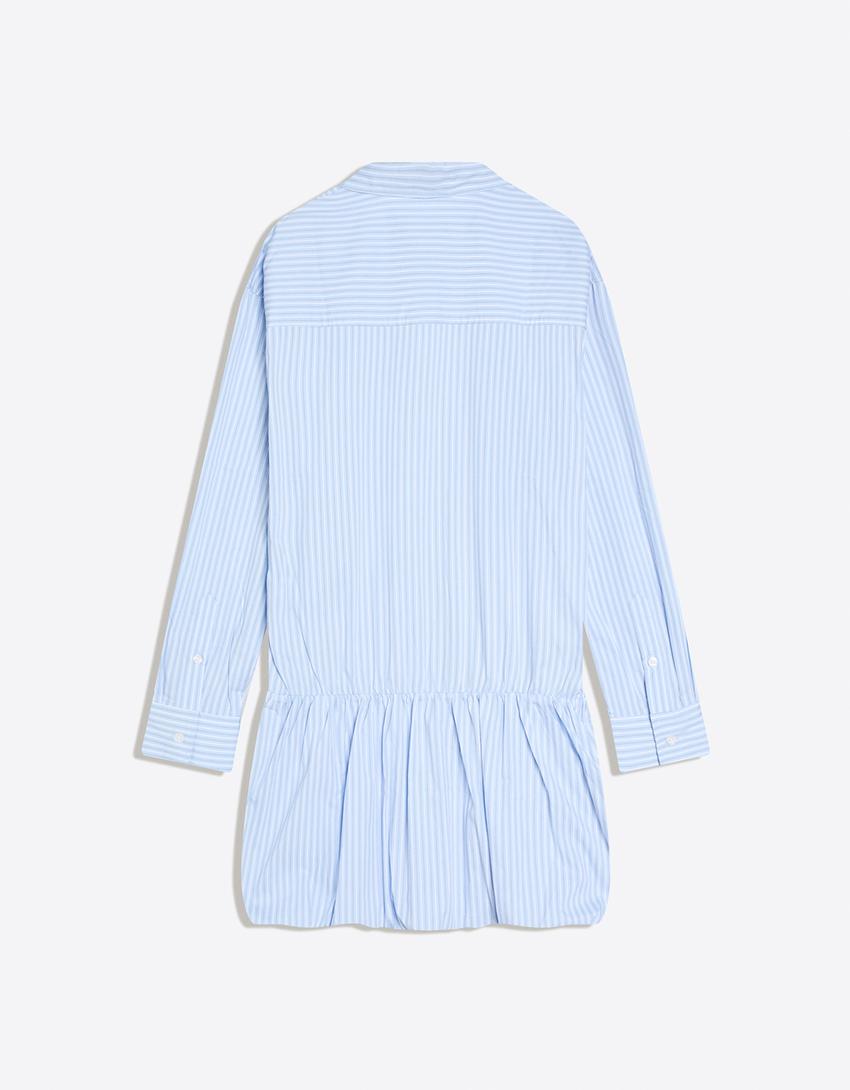 Mini-Hemdblusenkleid mit Ballonärmeln-Hellblau