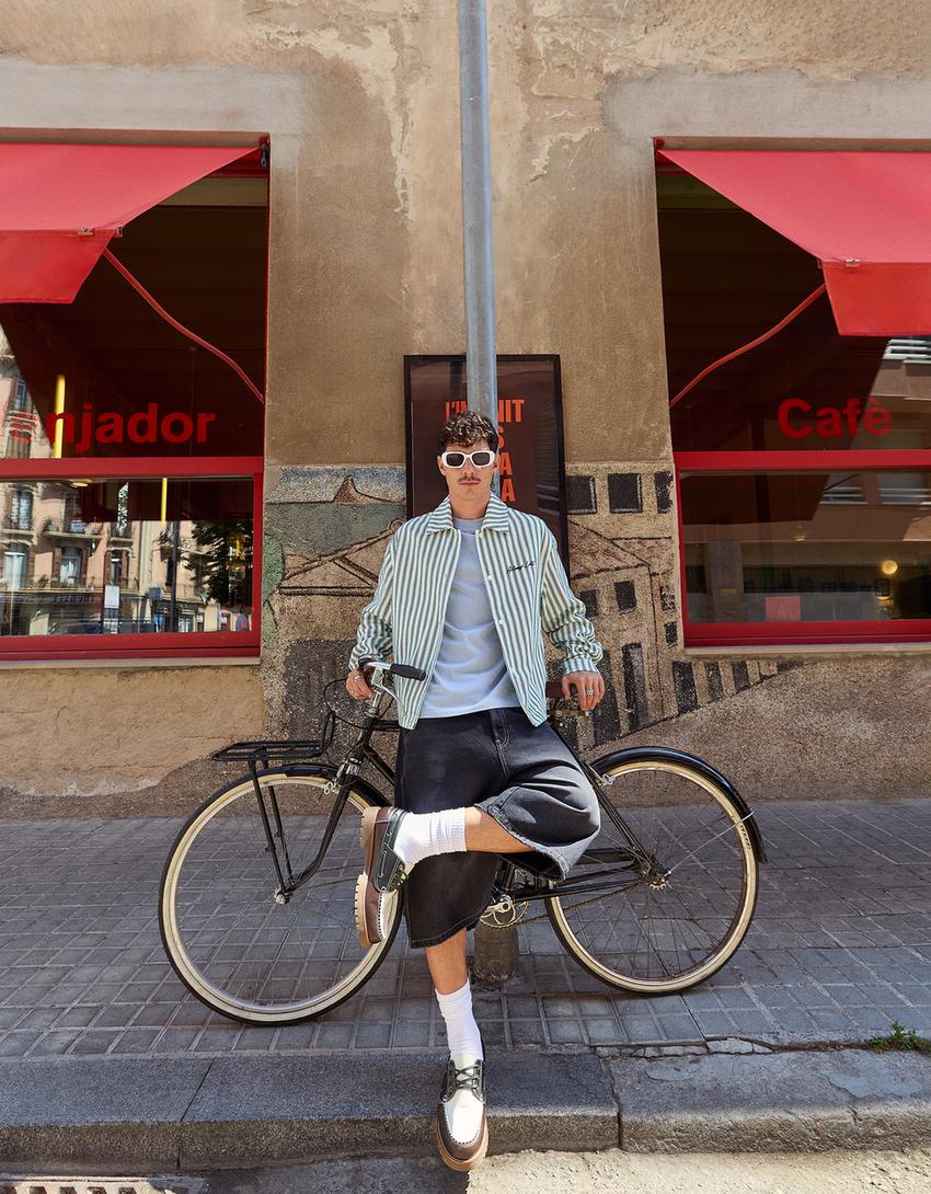 Blouson rayures brodé-Vert-0