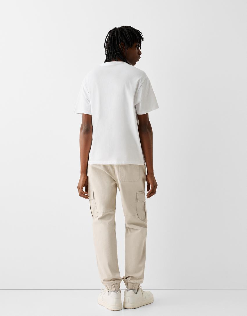 Cotton blend cargo joggers-Sand-2