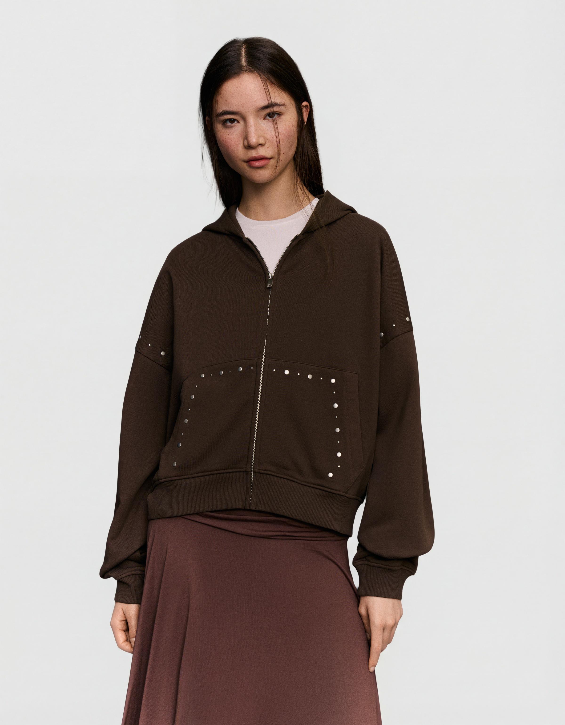 Studded zip-up hoodie