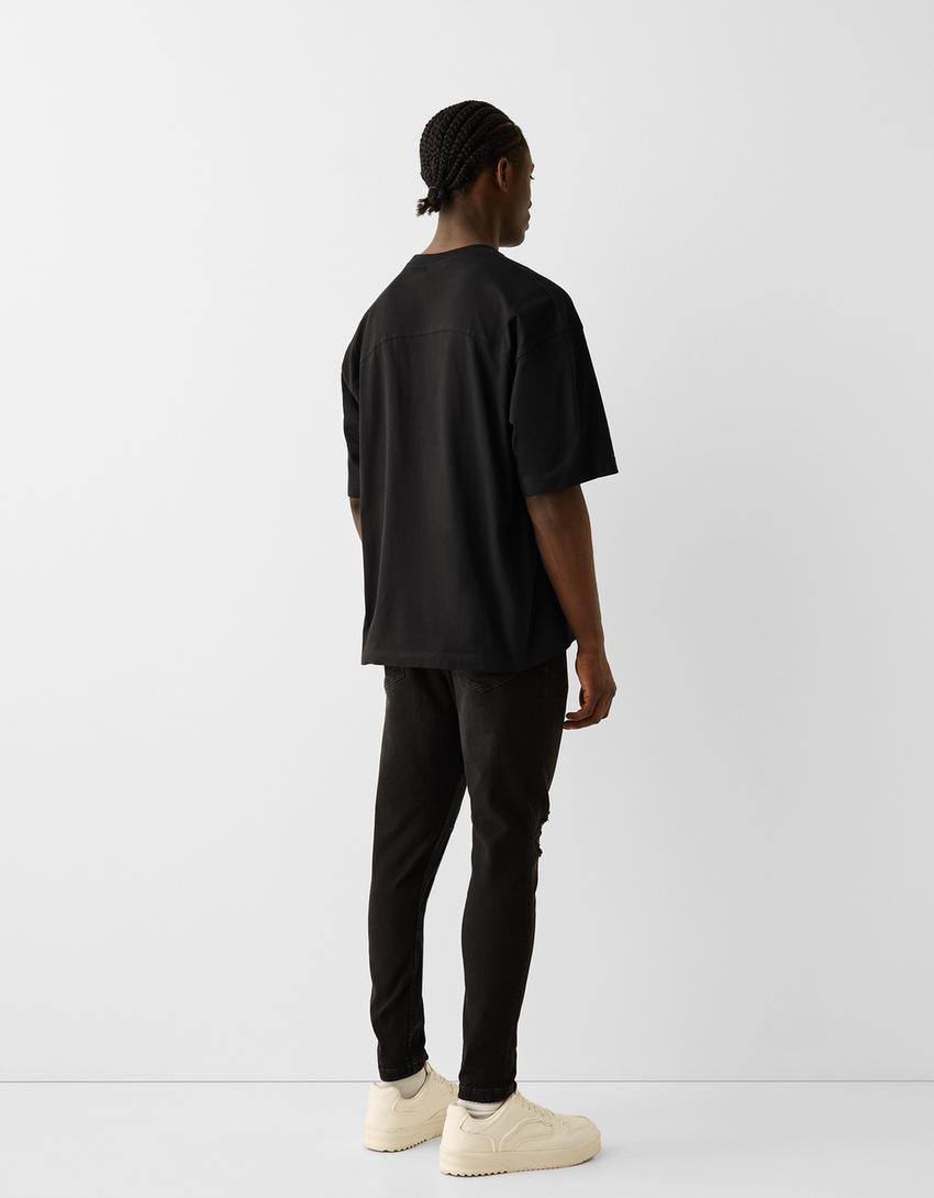 Jeans carrot fit rasgões-Preto-2