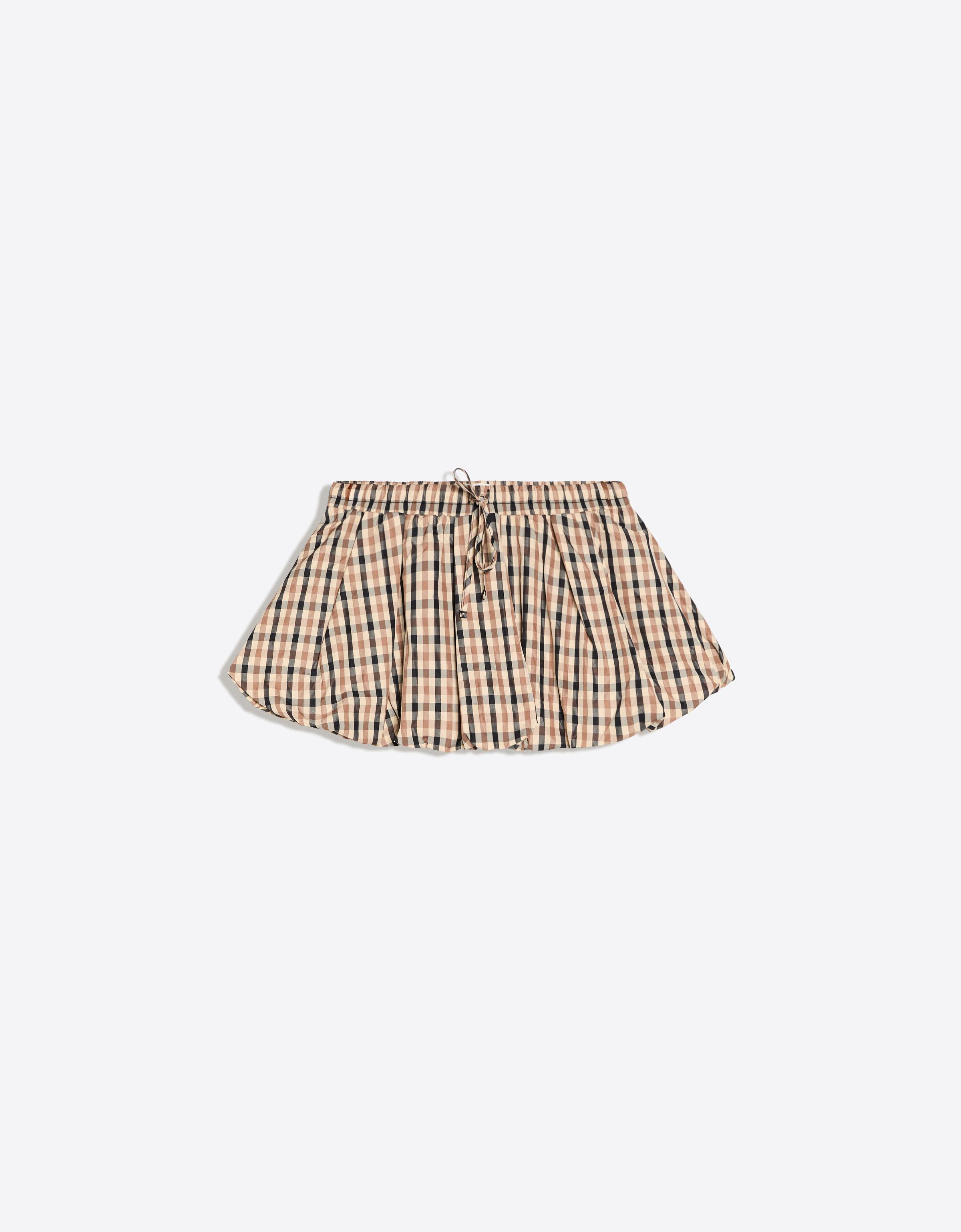 Checked technical fabric skort — Cream