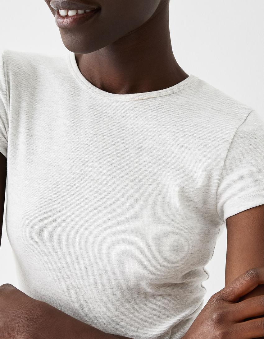 Short sleeve crew neck T-shirt-Grey-6