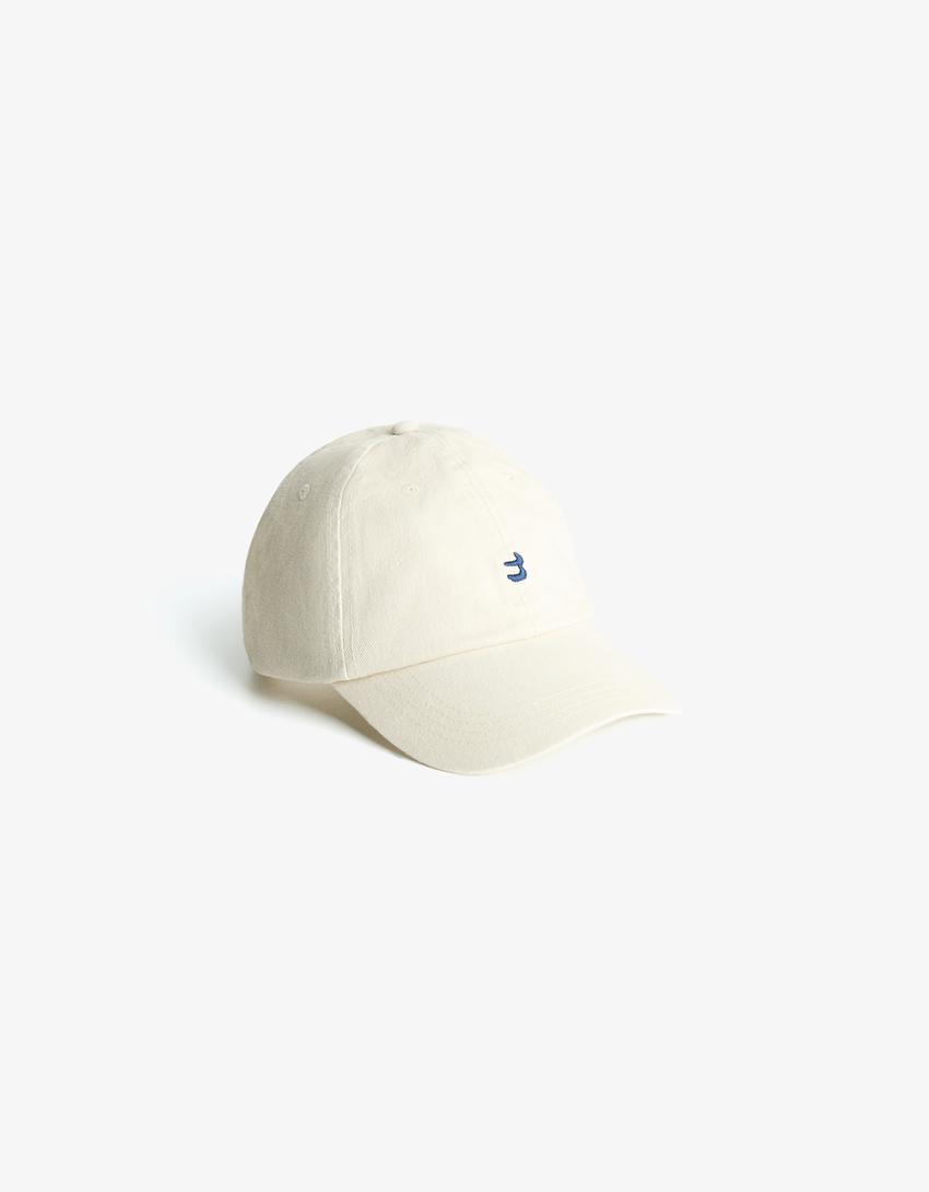 Casquette brodée-Écru