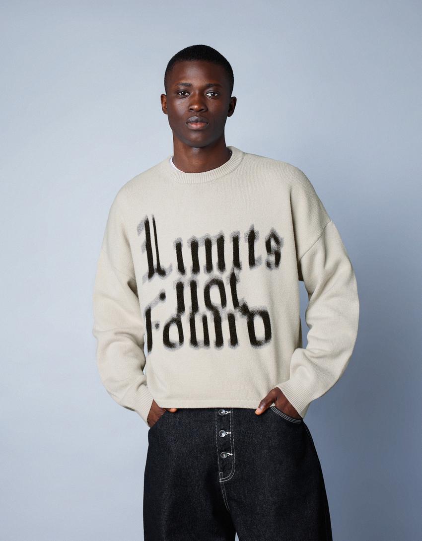 Pull imprimé-Blanc cassé