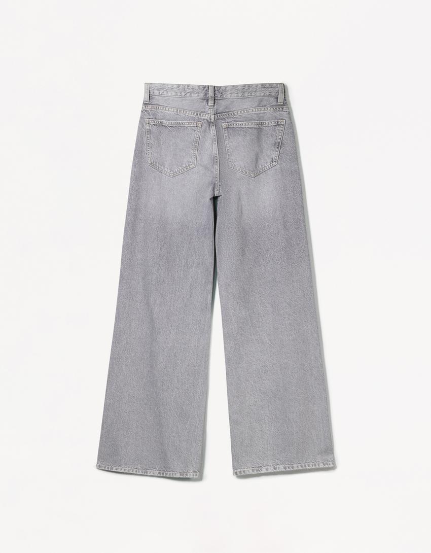 Geniş paça jean-Gri-5