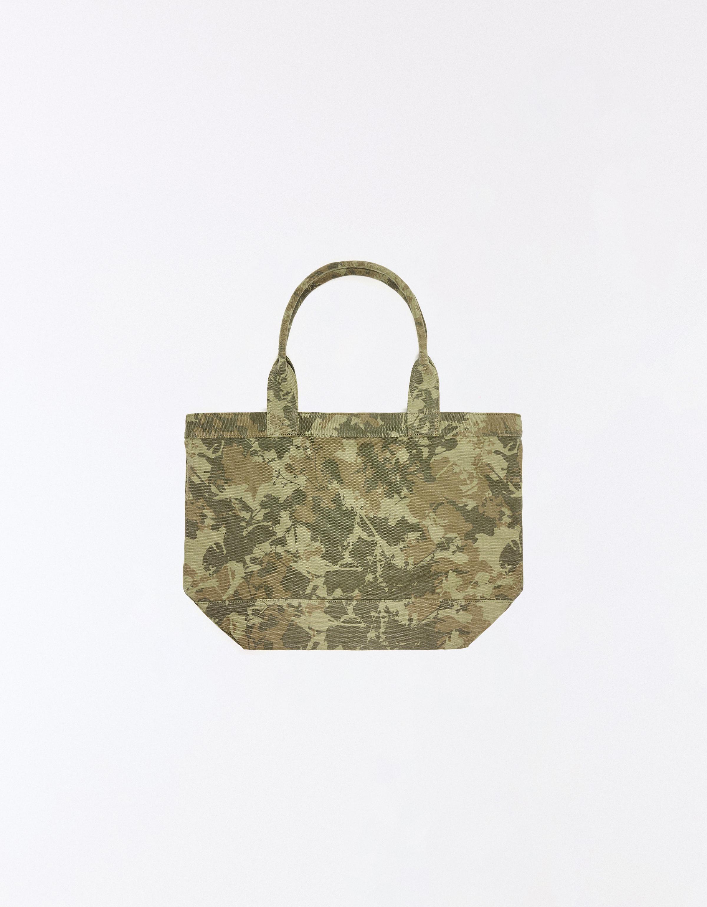 Printed twill tote bag — Khaki
