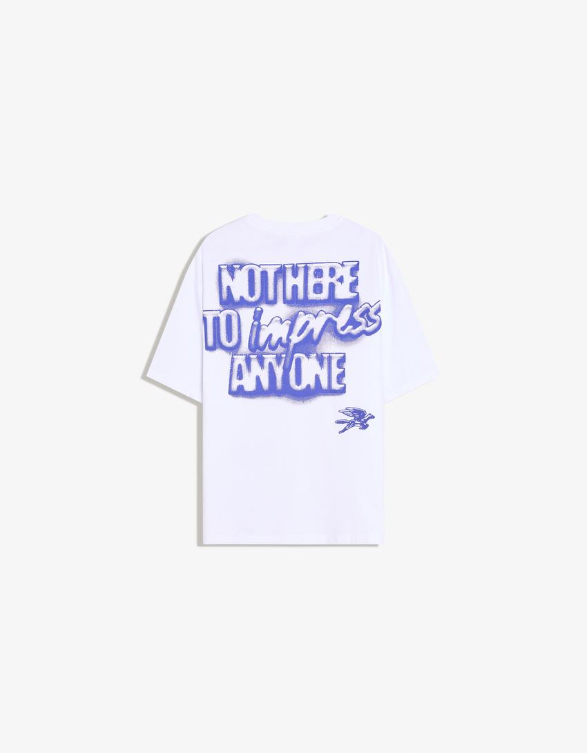 T-Shirt mit Print-Weiss