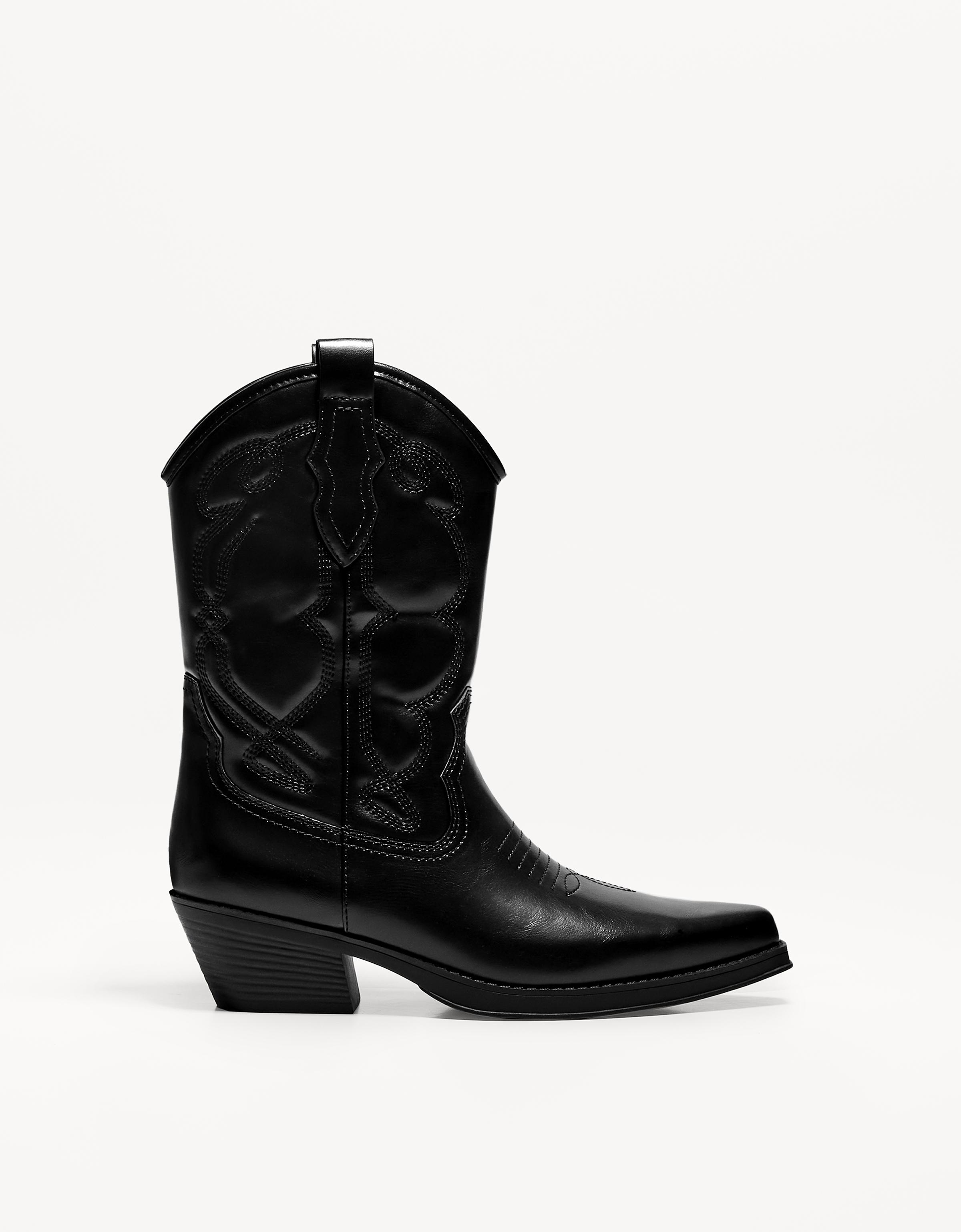 Bershka Herren-Stiefeletten Im Cowboylook Herren 46 Schwarz