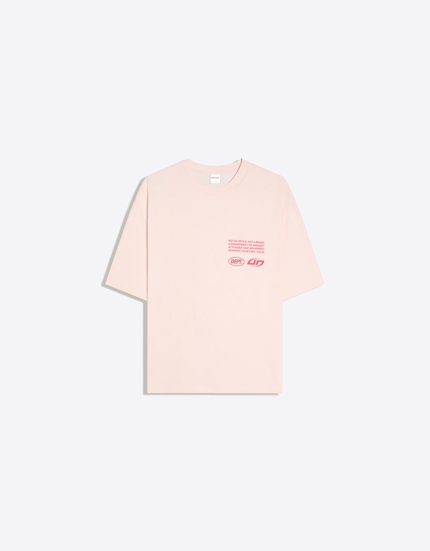 Boxy fit T-shirt with street lettering-Pink