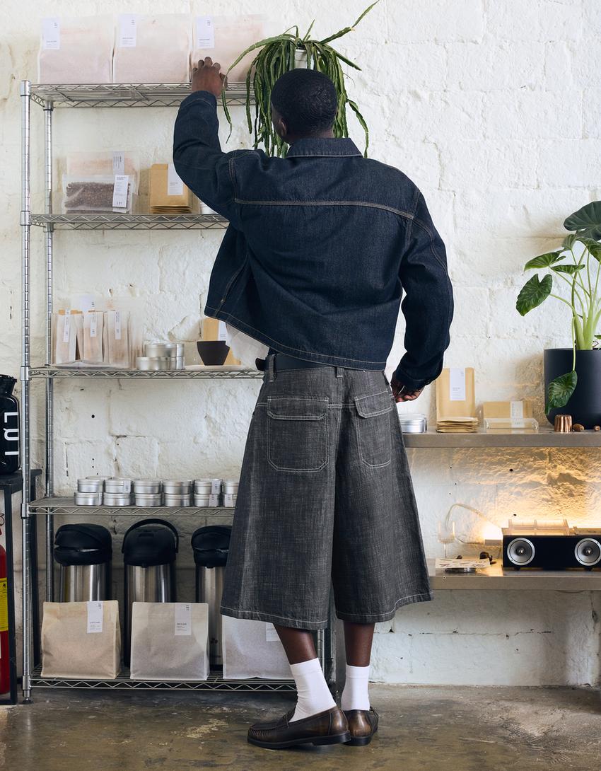 Denim Bermuda shorts-Navy