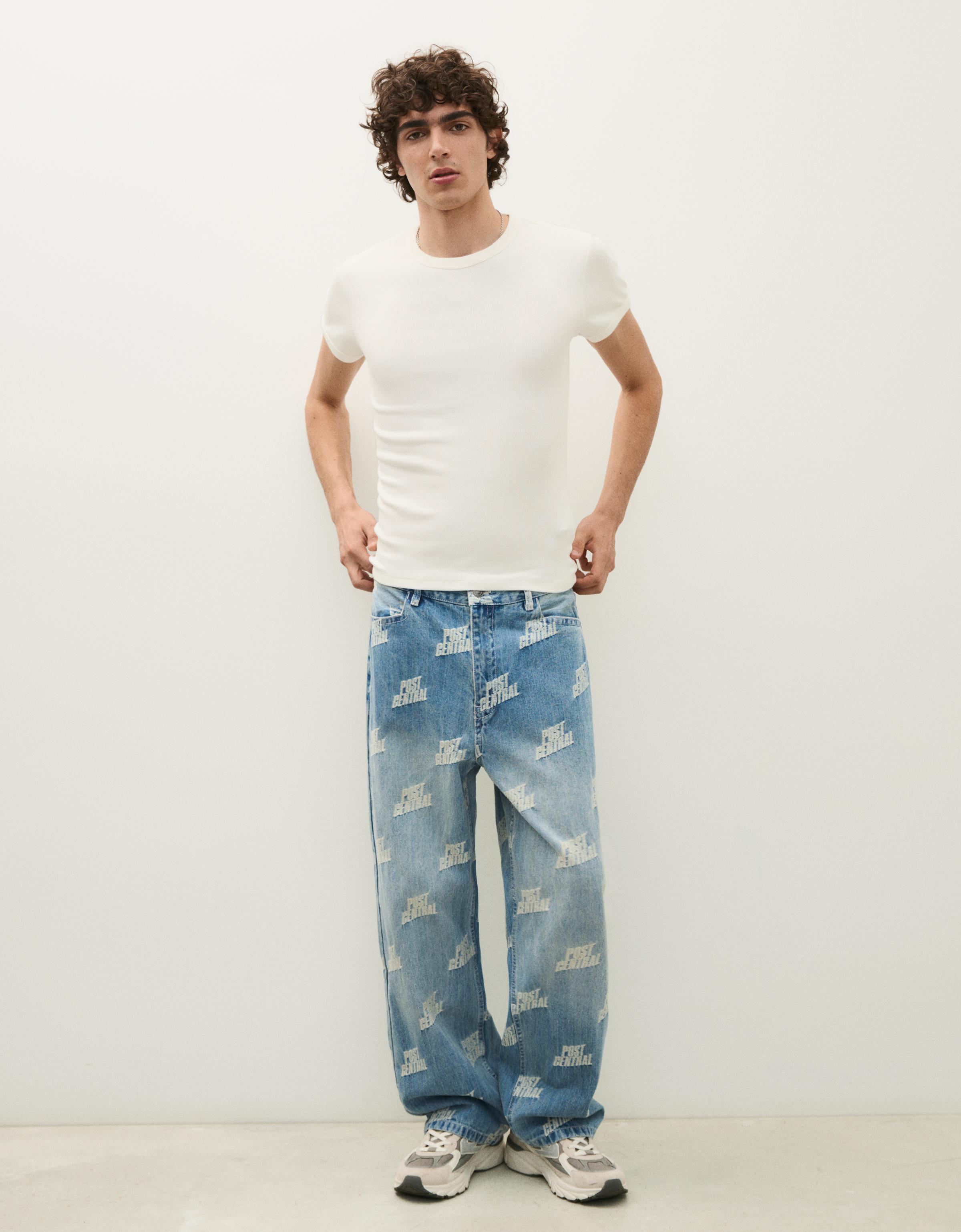 /bershka-pantalon-jacquard-hombre-36-azul-lavado