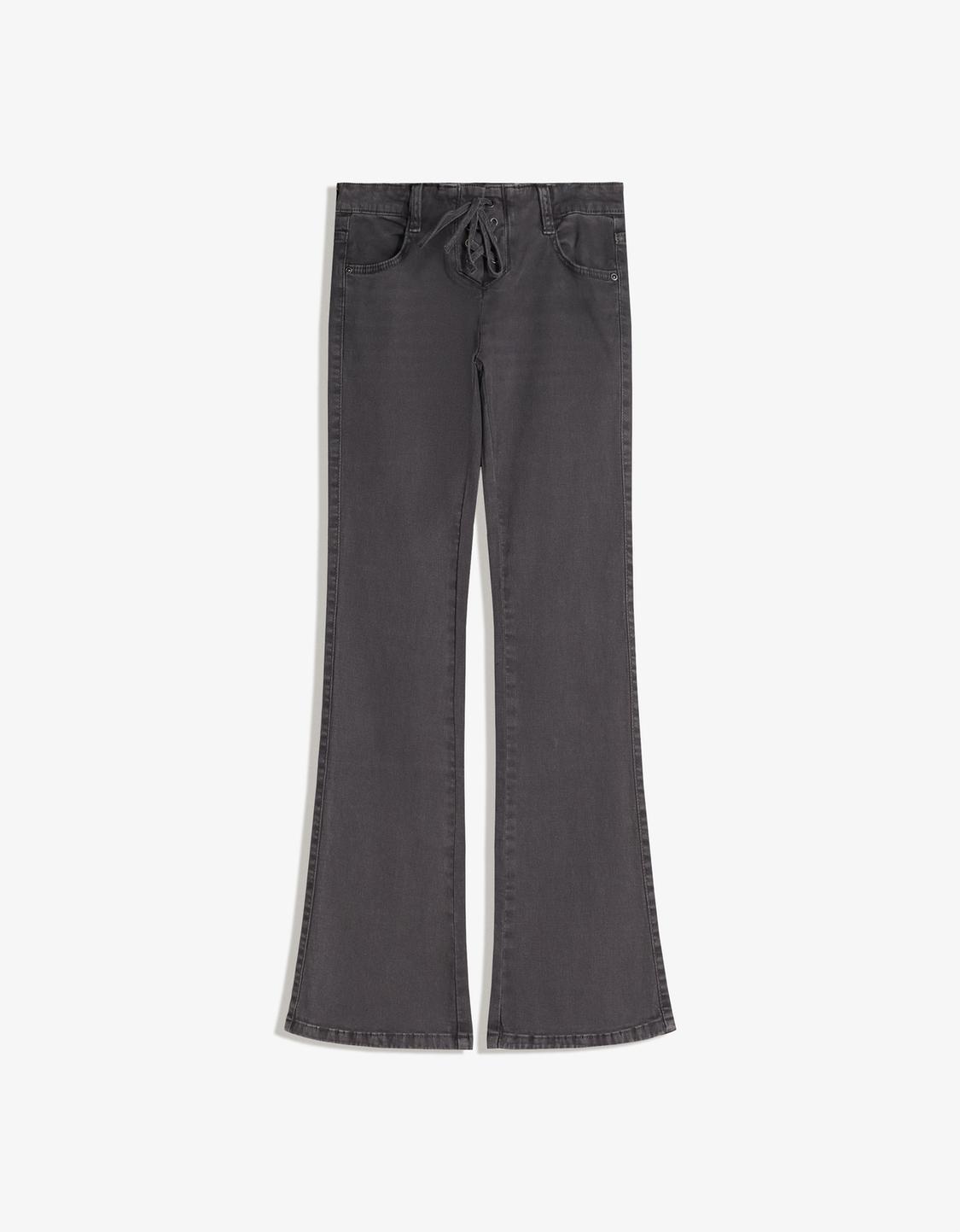 Lace-up flared trousers