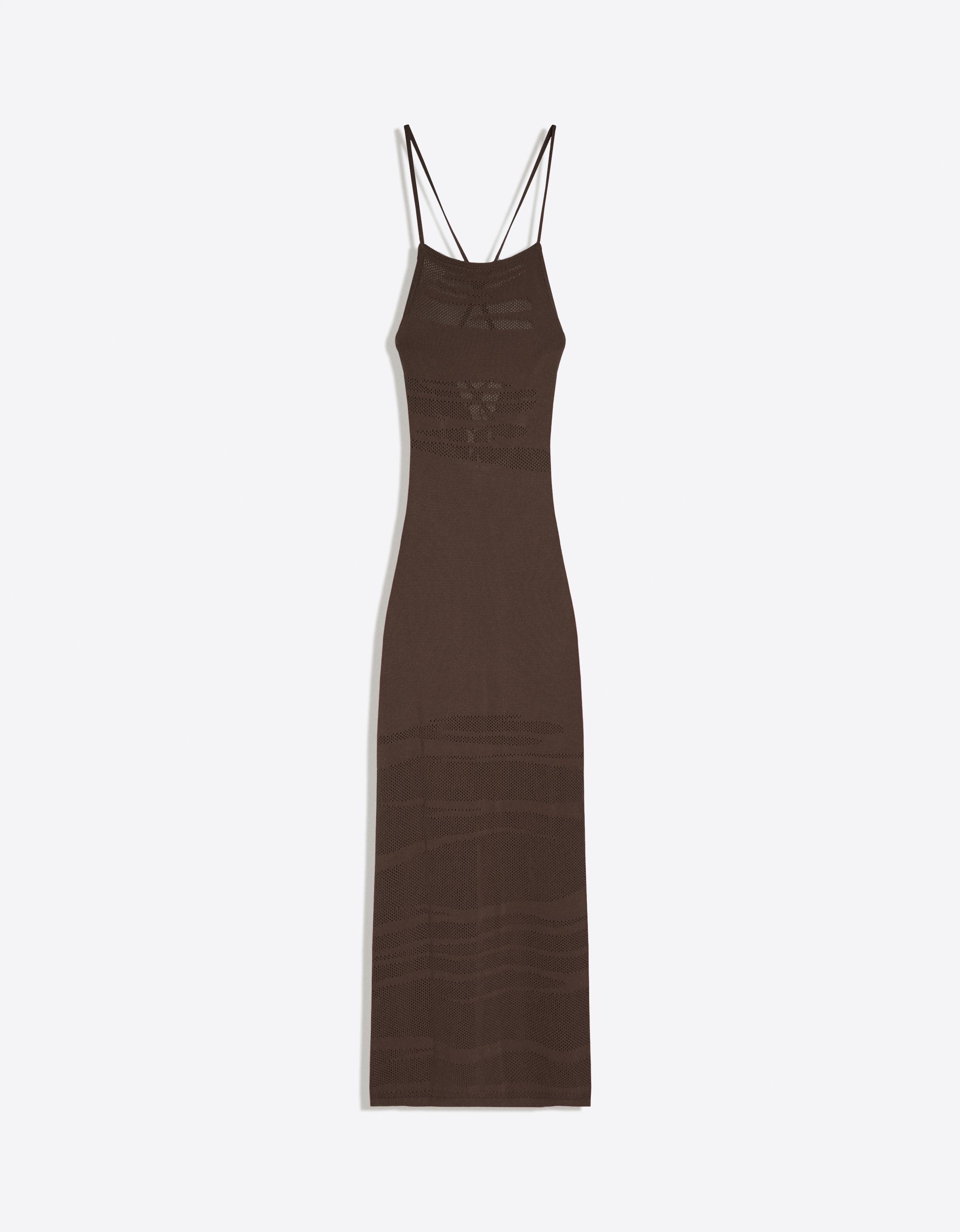 Bershka Vestido Midi Espalda Abierta Mujer Marrón
