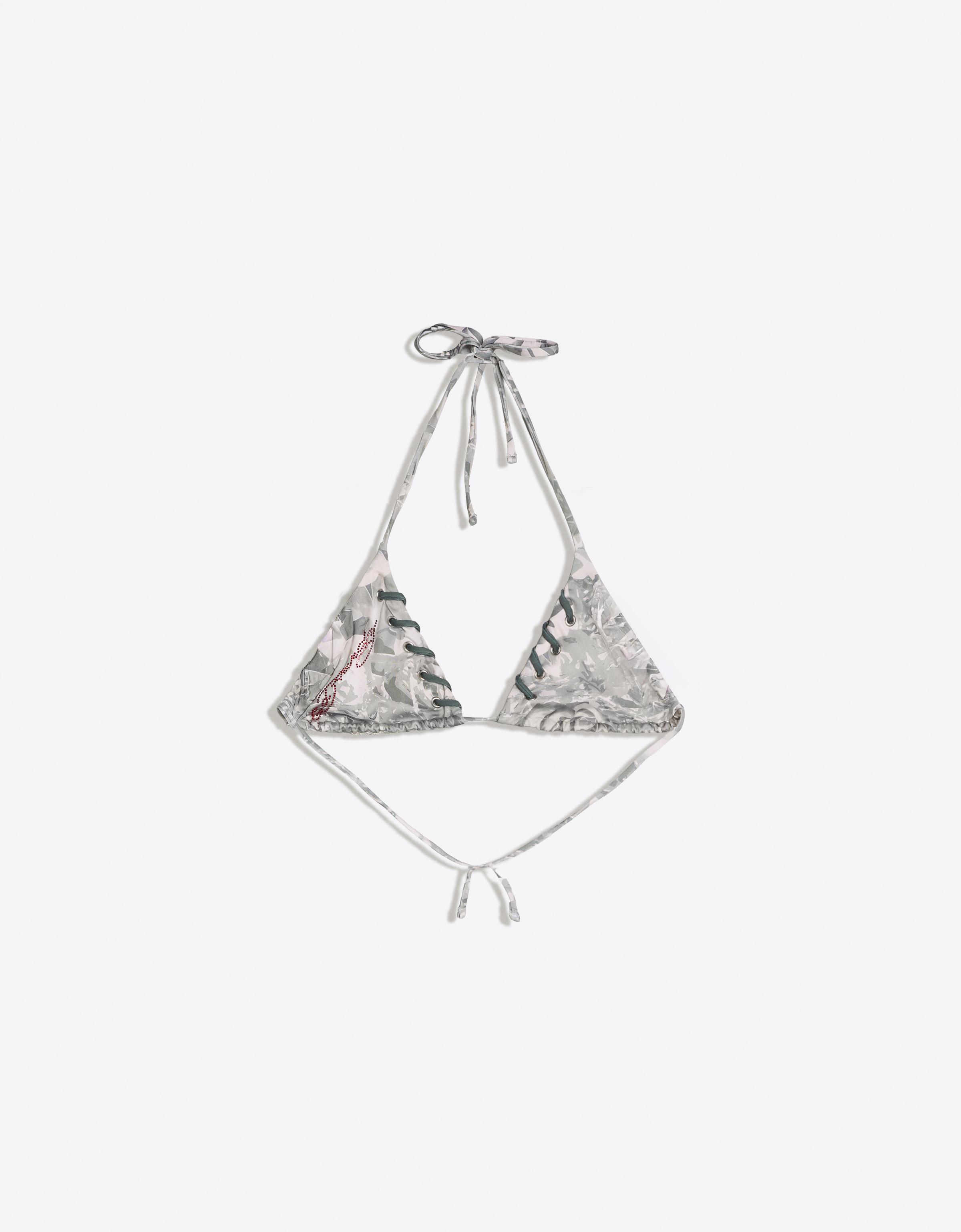 ED HARDY X BERSHKA triangle bikini top — Khaki