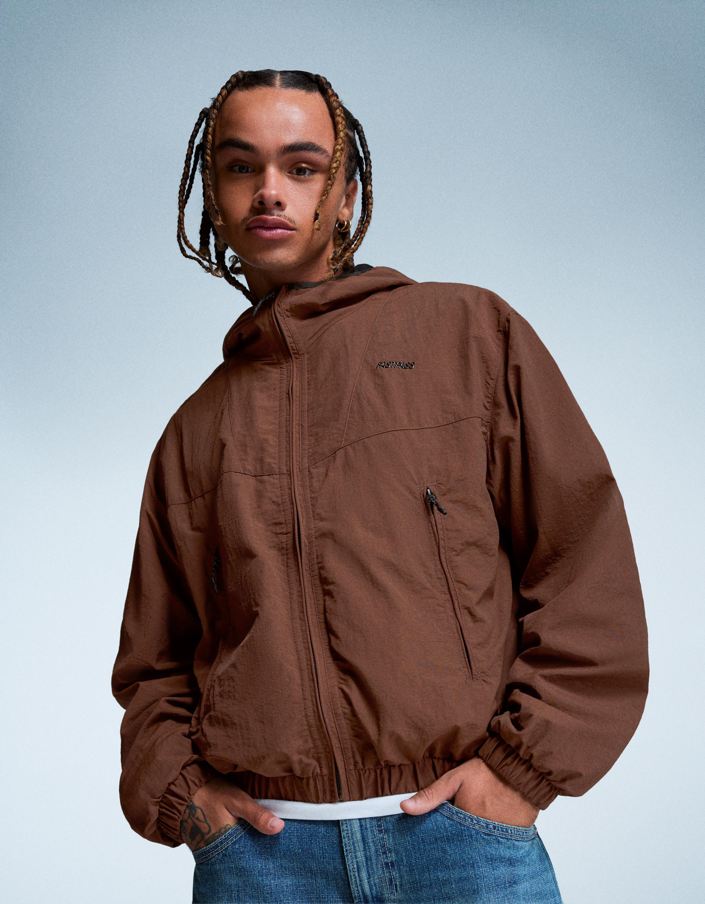 Technical jacket with hood - Outerwear - Men | Bershka