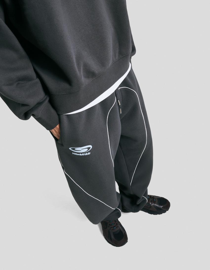 Baskılı balloon fit pantolon-Mavi
