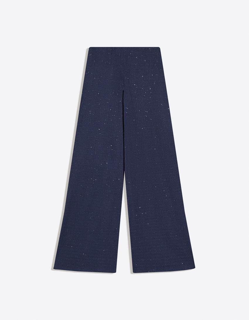 Celana panjang tangan lonceng berkilau-Navy