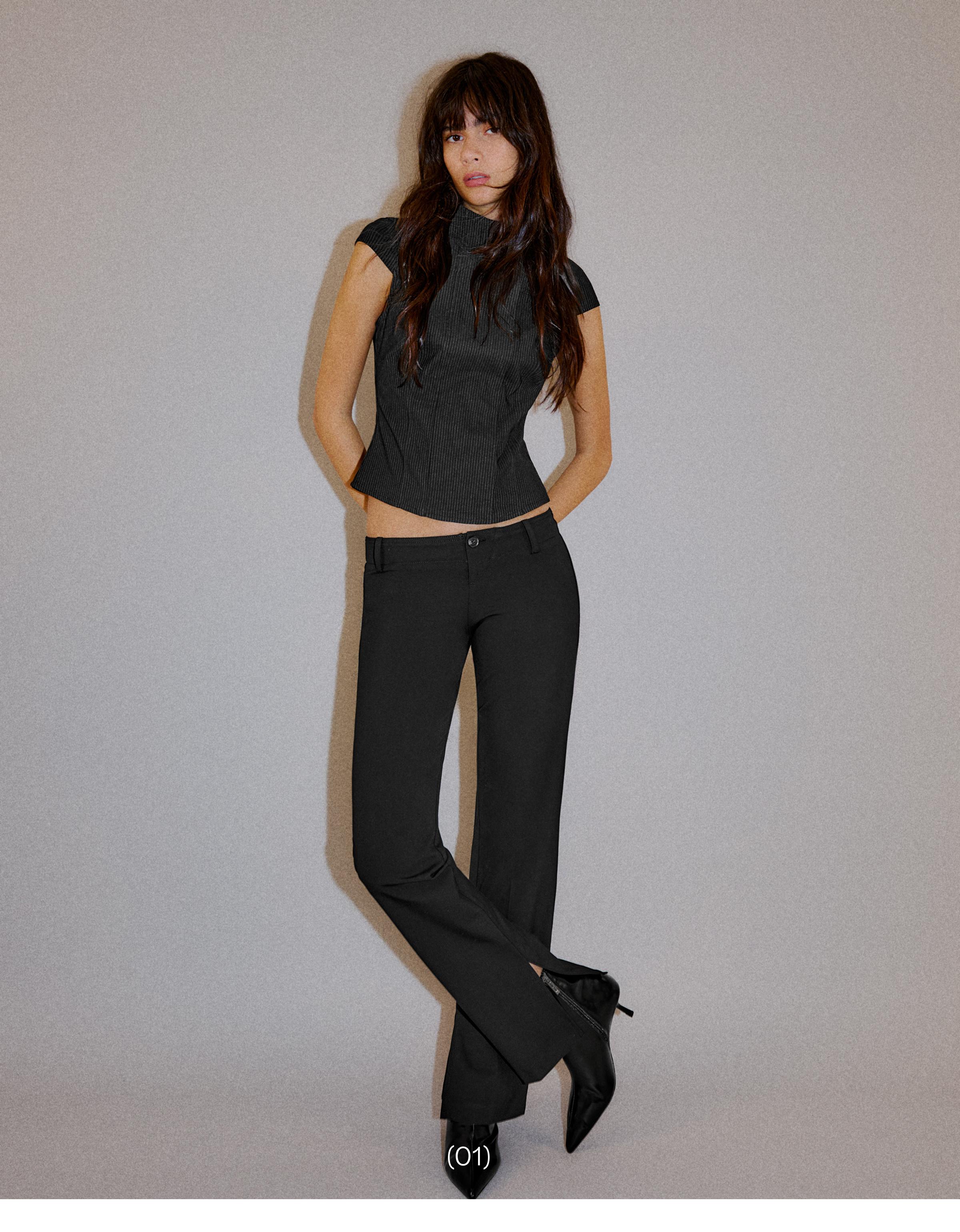 Slim fit low-rise trousers — Black