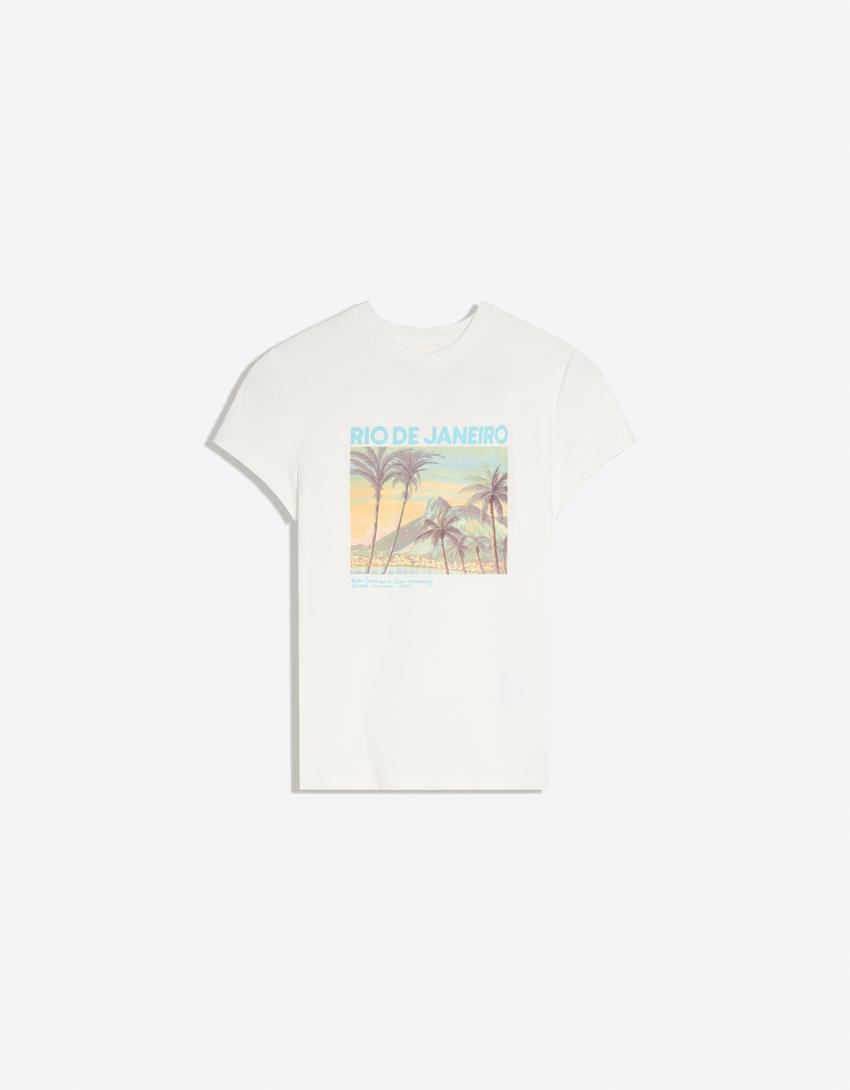 Fitted printed T-shirt-Off white
