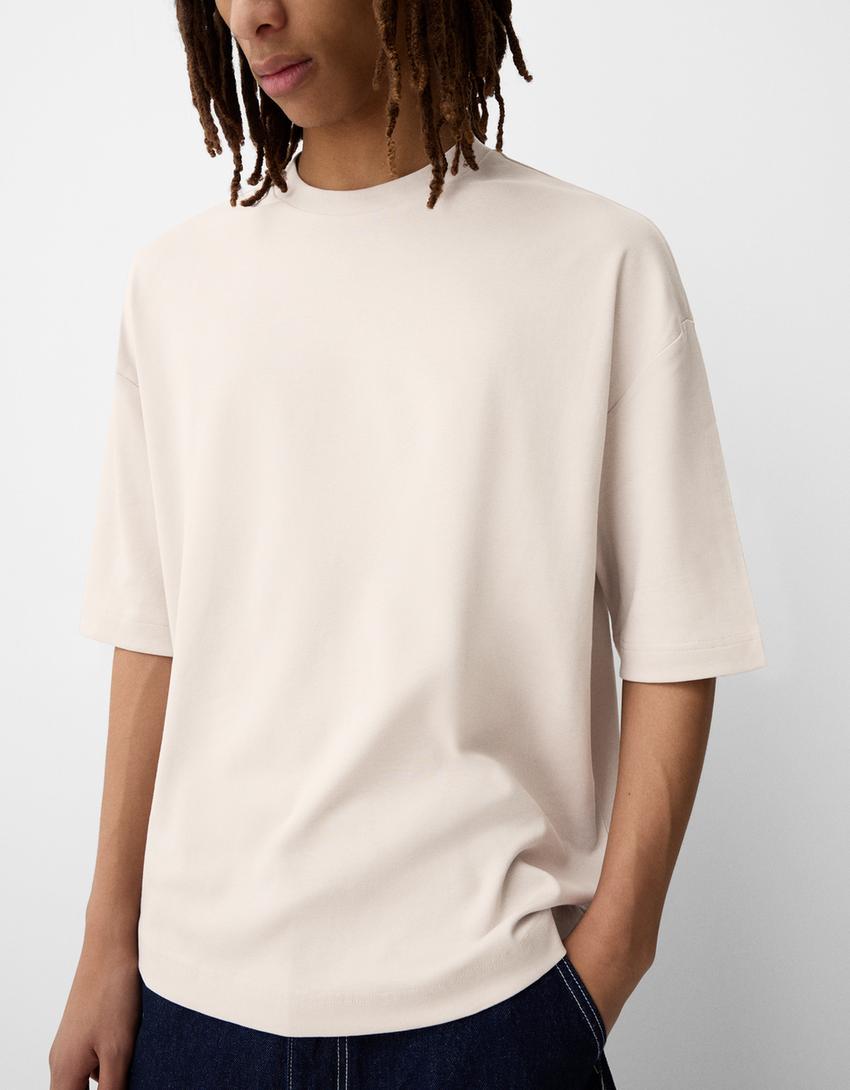 Boxy short sleeve T-shirt-Stone
