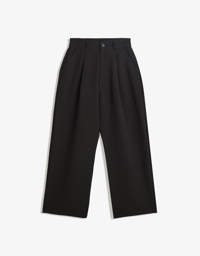 Super baggy tailored trousers-Black-3