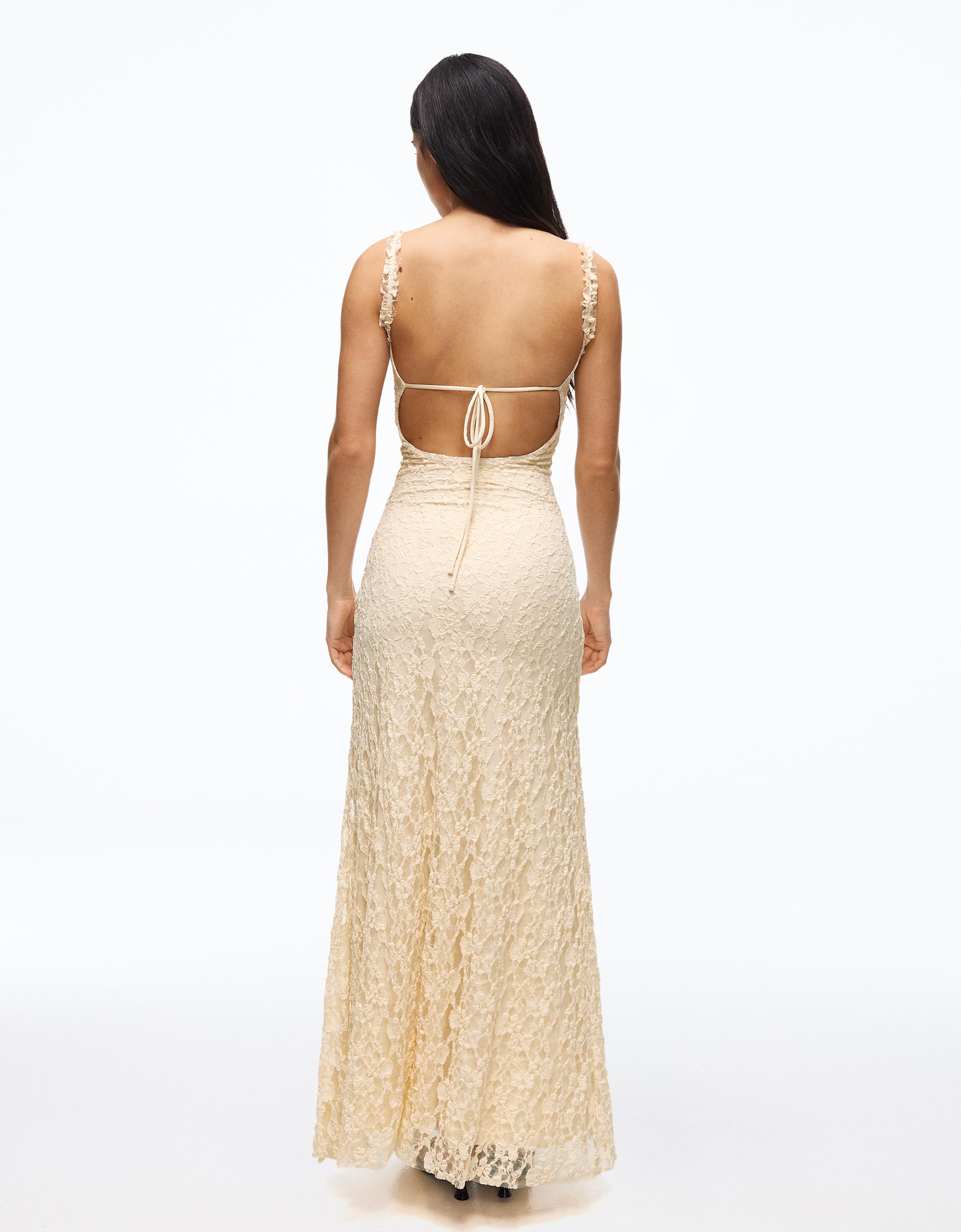 Lace midi dress — Cream
