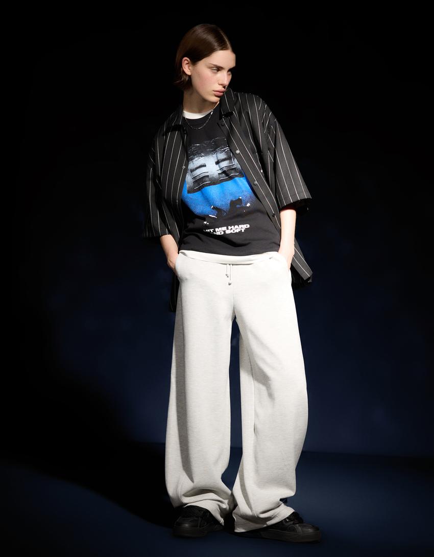 Plush barrel trousers-Grey-2