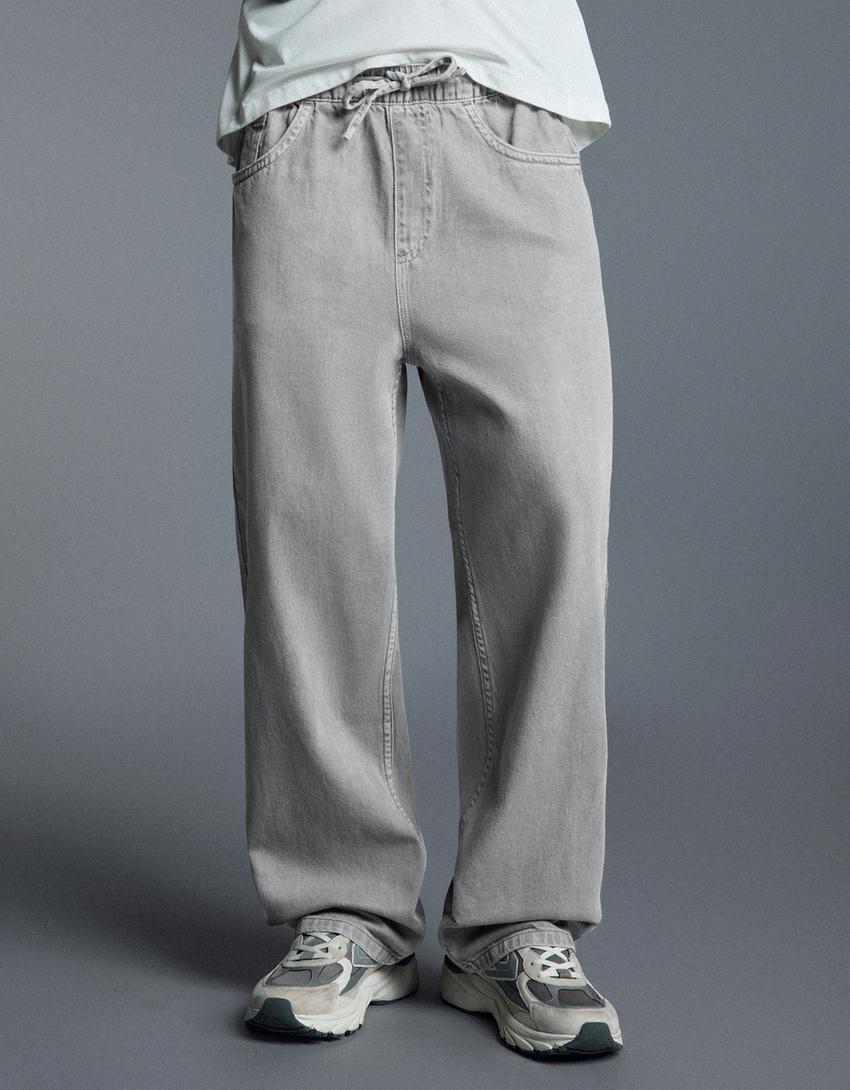 Jeans straight jogger fit-Grigio